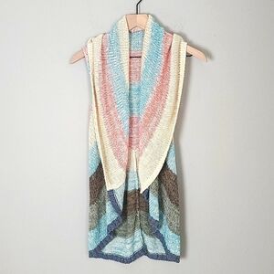 CAbi Multicolor Sleeveless Shawl Sweater